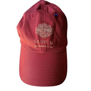 Harley Davidson Museum Milwaukee WI Burgundy Baseball Cap Adjustable